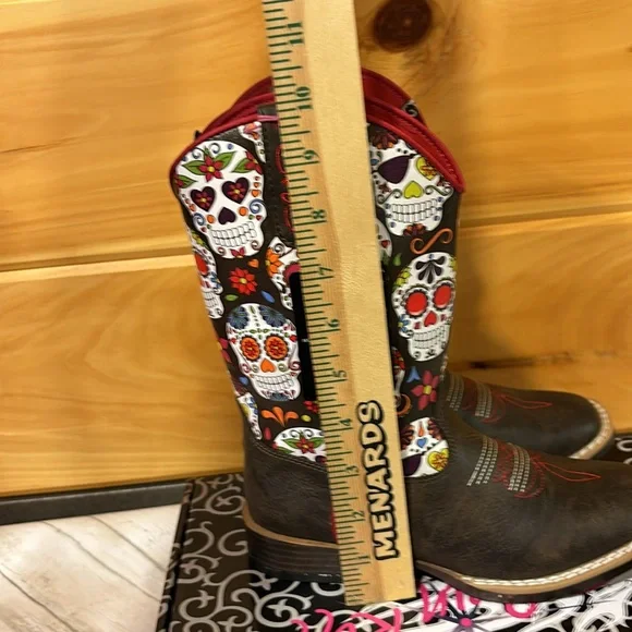 Blazin Roxx Cowgirl Boots Youth Skull New in box size 13.5 - Picture 6 of 8
